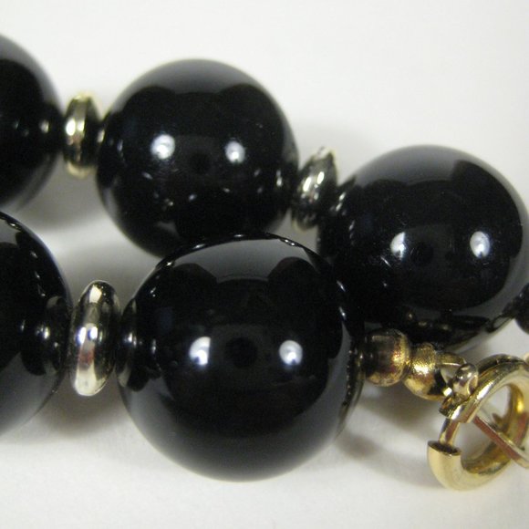 Necklace Black Plastic Beaded 31 inch Vintage Strand Imitation Pearl Jewelry - Picture 9 of 9